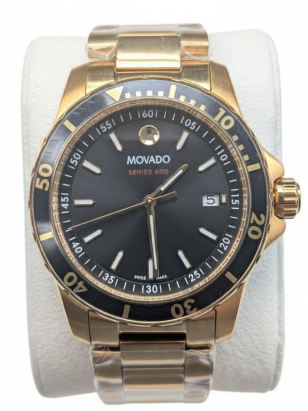 MOVADO 800 GOLD BLACK MEN'S WATCH - OPEN BOX